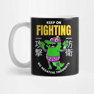 Fighting funny dinosaur Mug